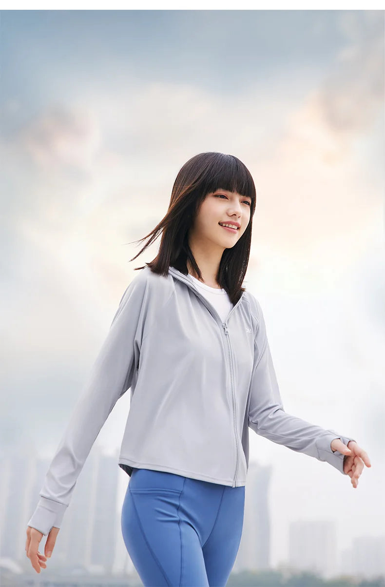 OhSunny Women Clothing Anti-UV Coats Hooded Sun Protection with Strip Loose Breathable Long Sleeve Sport Cycling Clothes