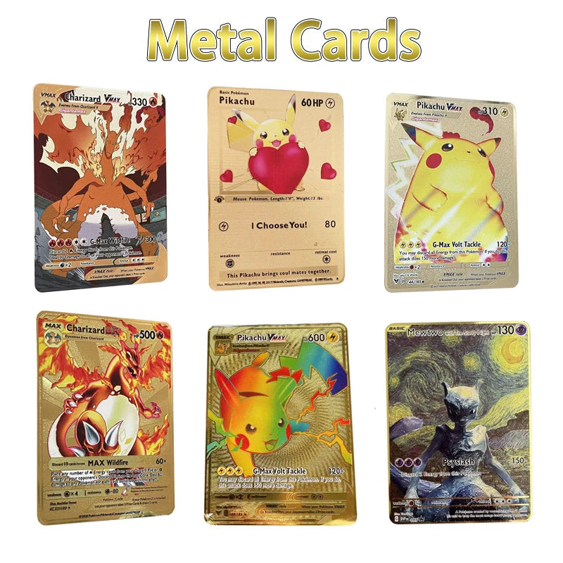 Pokemon Metal Card 10000 Points Arceus Charizard Raichu Super Card Golden English Mewtwo Vmax GX EX Christmas gift