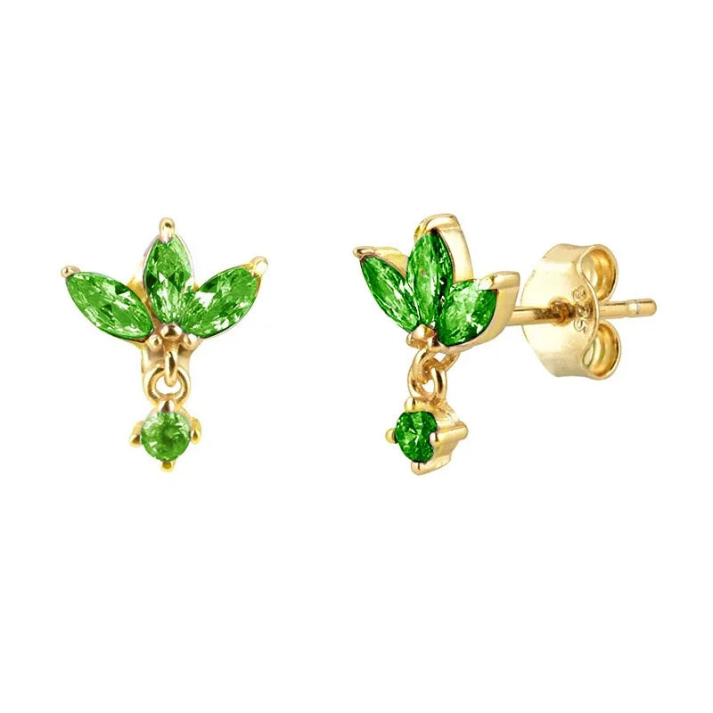 Fashion Green Color Zircon Small Hoop Earrings Women Geometry Butterfly Piercing Earring Wedding Korean Jewelry New Arrival 2023