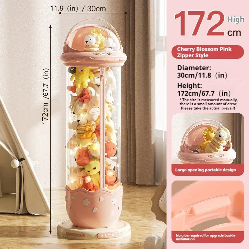 Astronaut Doll Storage Box Children's Plush Toys Storage Boxes Transparent Plastic Stuffed Home Storages Organization Zipper Bin