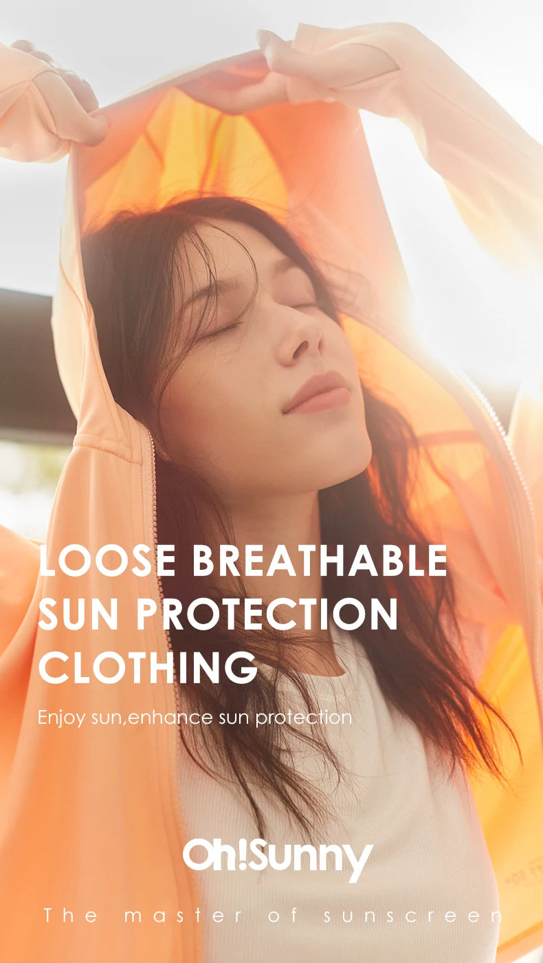 OhSunny Anti-UV UPF 50+ Sun Protection Coats Hooded Professional Sunscreen Loose Batwing Sleeve Outdoor Cycling