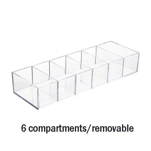 6 Grid Transparent Acrylic Cosmetics Storage Box Makeup Holder Jewelry Make Up Organizer for Home Plastic Desktop Storage Boxes