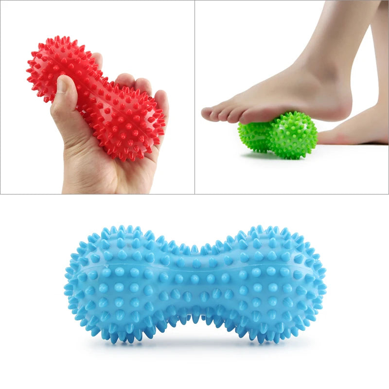 Foot Massage Roller Peanut Double Lacrosse Spiky Ball Myofascial Balls for Plantar Fasciitis Mobility Back Foot Arch Pain Relief