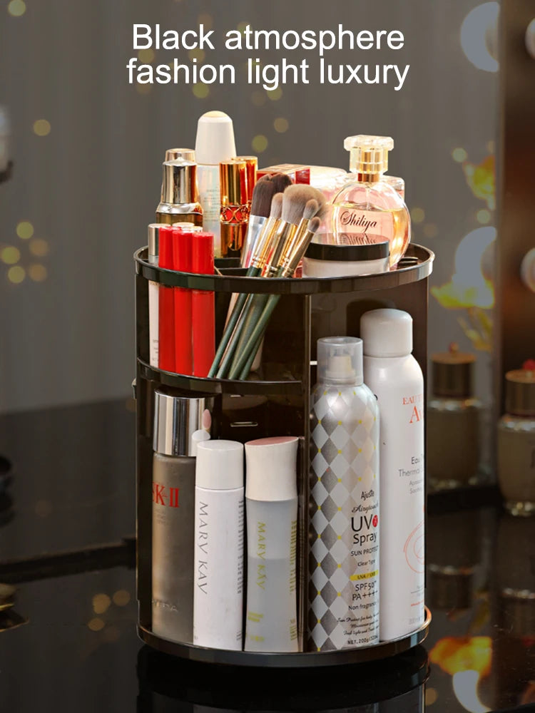 360 Degree Rotating Cosmetic Storage Rack Adjustable Layer Cosmetic Storage Rack With Slot Top Rotating Skincare Device