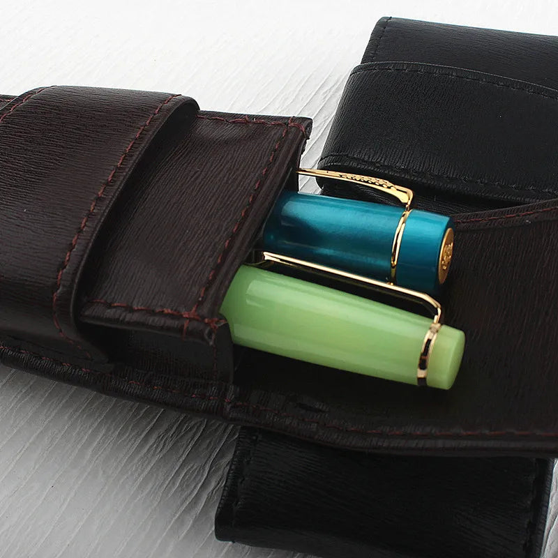 Vintage PU Leather Pencil Bag Fountain Pen Stationery Holder Protective Cover Office School Supplies Retro Pen Torage Case