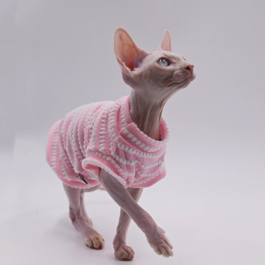 DUOMASUMI Summer Cat Vest for Hairless Breeds - Stretch Cotton & Ultra-Soft Cooling Top for Sphynx, Devon Rex& Abyssinian Cats