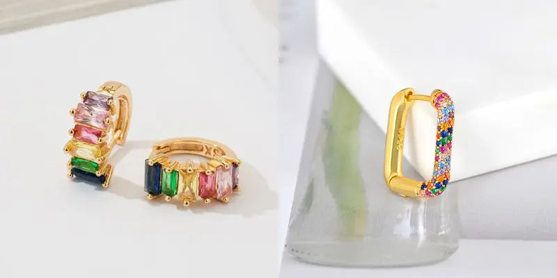 Colorful Crystal Earrings 925 Sterling Silver Ear Needle Stud Earrings for Women Cross Dangle Earrings Party Wedding Jewelry