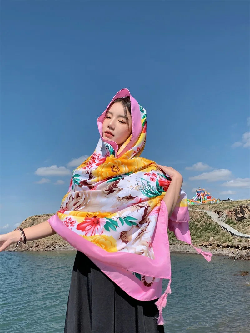 Travel Beach Sunscreen Scarves for Women Bikini Large Sarong Wrap Scarf Brazilian Swimsuit Bathing Cover-ups 17 Styles 90x180cm