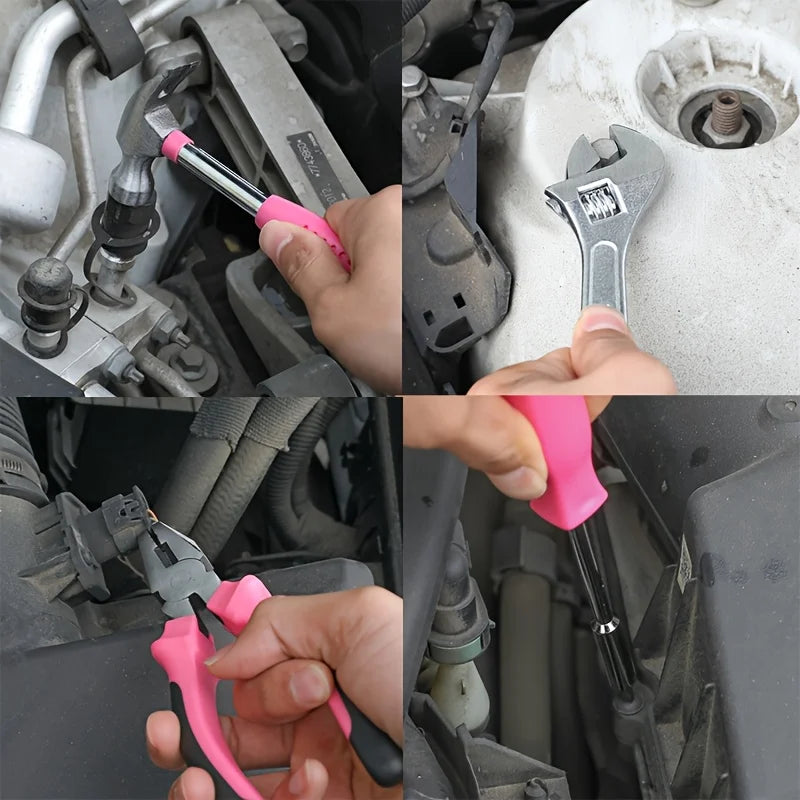 Pink Home Repair Tool Kit - Ideal for DIY Projects & Emergency Car Maintenance - Perfect Christmas Gift for Women, DIY Tool Kit