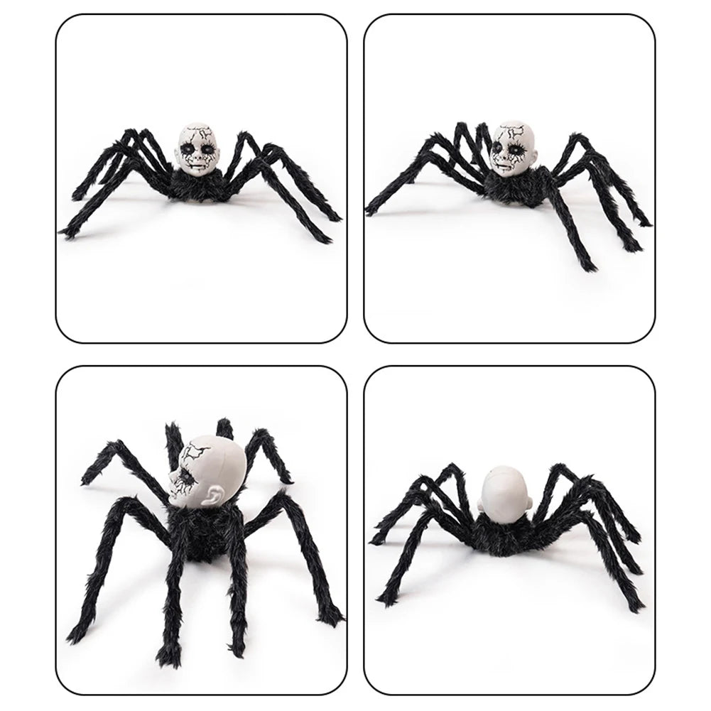 Halloween Animatronic  Face Spider Sound Activated Scary Walking Spider Haunted House Prop Halloween Party Porch Decoration