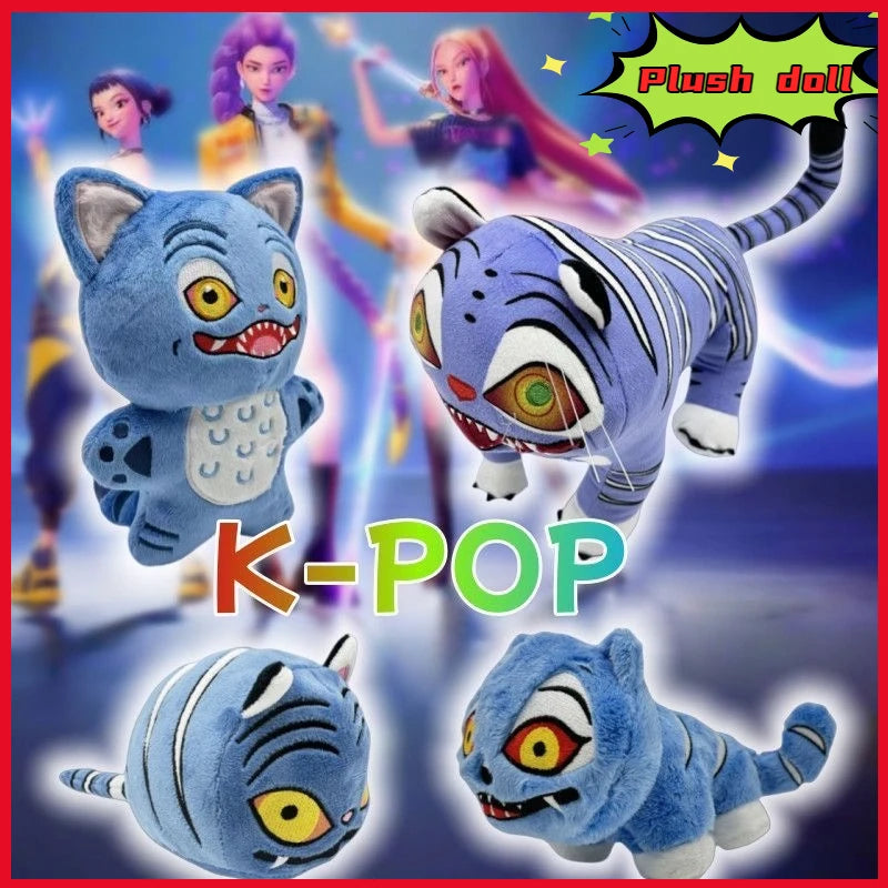 25cm Cute Kpop Demon Hunters Plush Doll Celebrity Fans Blue Tiger Doll Tv Themed Plush Toys Sofa Car Decoration Christmas Gift