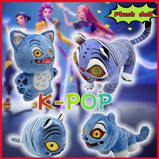 25cm Cute Kpop Demon Hunters Plush Doll Celebrity Fans Blue Tiger Doll Tv Themed Plush Toys Sofa Car Decoration Christmas Gift