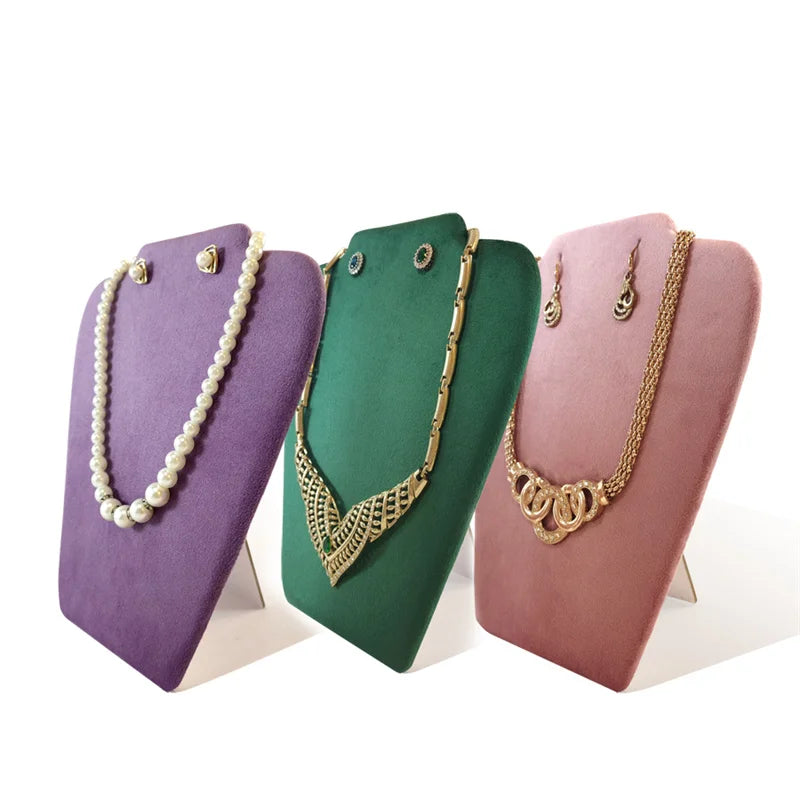 Wooden Necklace Stand White Pu Jewelry Pendant Display Holder Organizer Storage Easel Shelf Rack 3 Color 12.5*22.5Cm