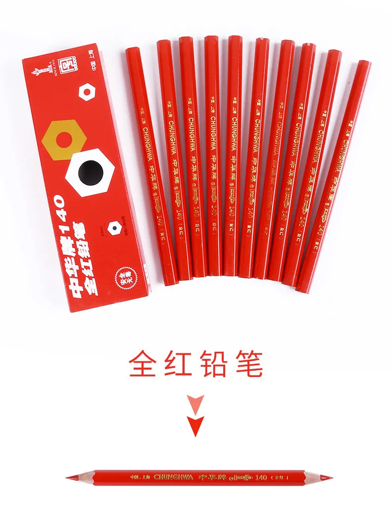 10Pcs Big Pencil,Red&Blue Double-Ended,Medical Science Laboratory Plotting Construction Wood Working Mark Stationery