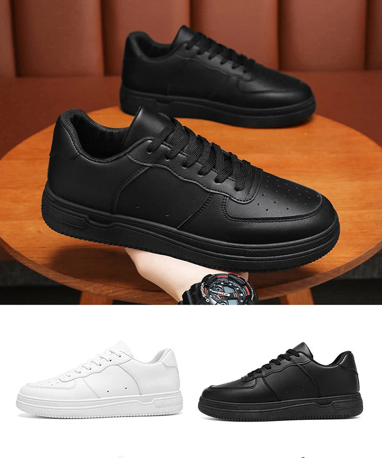 White Casual Sneakers for Men Leather Shoes Fashion Male Mens Tenis Autumn Platform Breathable Flat Man Running Sport Shoes 2024