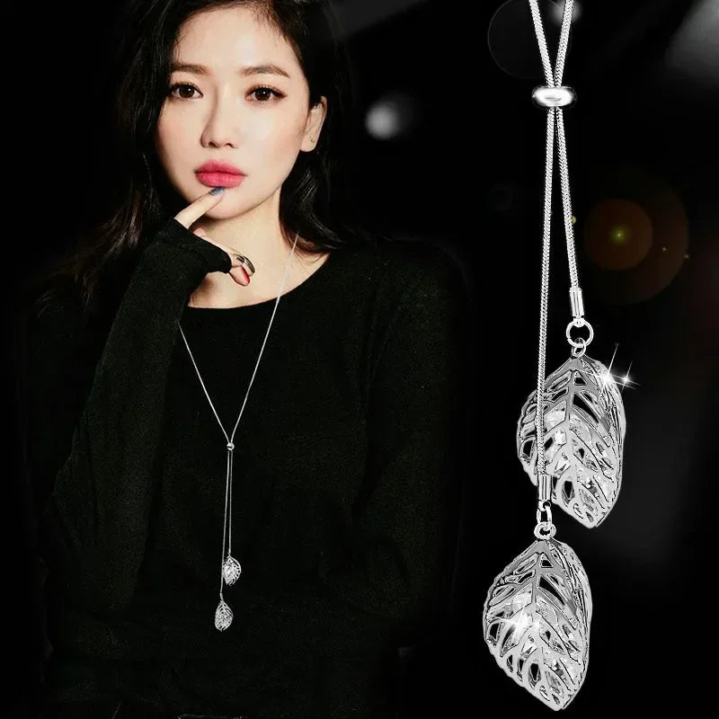 2024 Flower Long Necklaces for Women Fashion Crystal Choker Collier Femme Statement Necklaces&Pendants Accessories