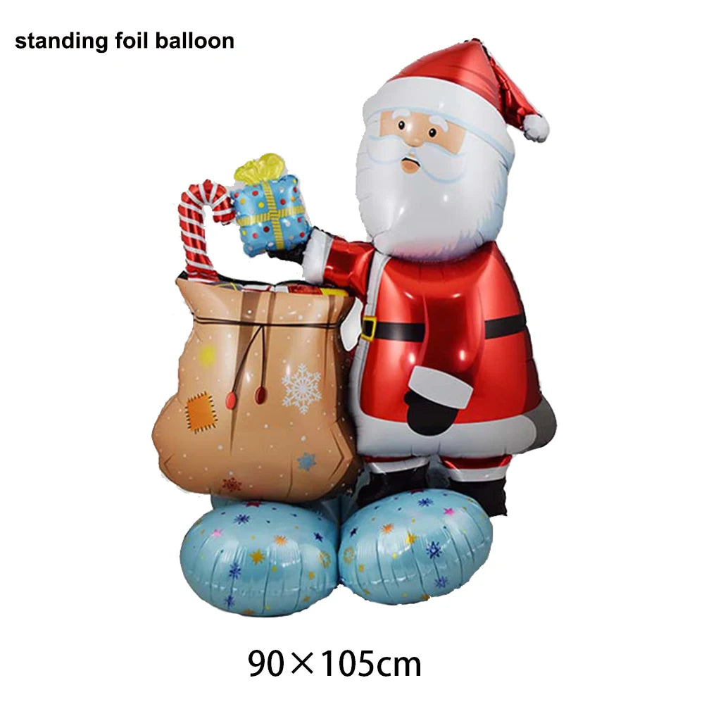 Large Standing Christmas Streetlights Balloon Puppy Snowman Santa Claus Foil Balloon for Kids Christmas Gift Home Decor Supplies