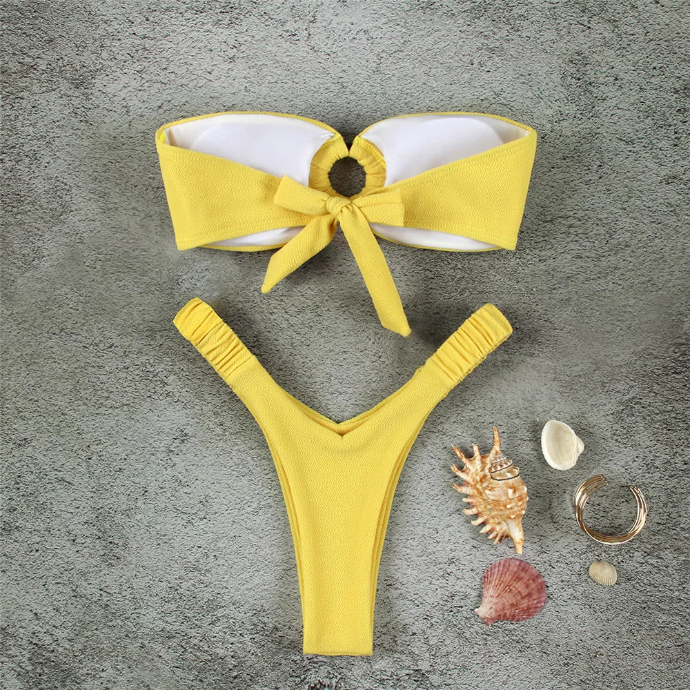 Micro Bikini Push Up Women Swimsuits 2024 Sexy Female Swimwear Brazilian Bikini Set Thong Biquini Swim Suits Solid Beachwear