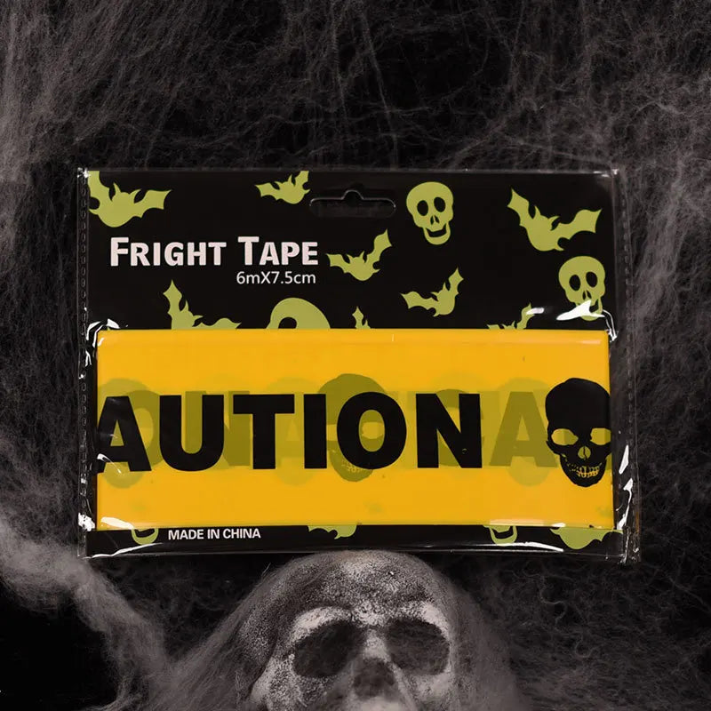 Halloween Yellow Isolation Warning Tape with Bold Danger Signs Durable Plastic Material for Yard Haunted House Party Decoration