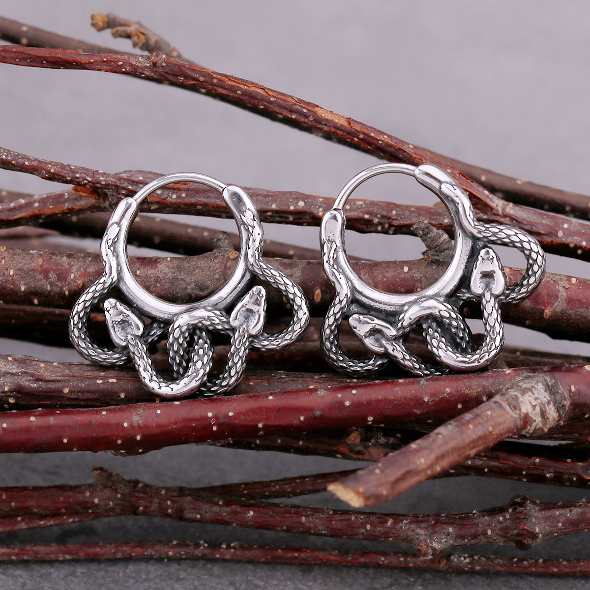 Vintage Animal Snake Hoop Earring For Men Stainless Steel Rock Hip Hop Biker Accessories Fashion Punk Charm Jewelry Gift