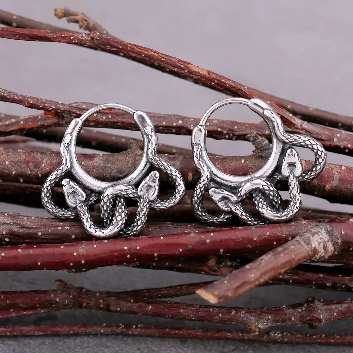 Vintage Animal Snake Hoop Earring For Men Stainless Steel Rock Hip Hop Biker Accessories Fashion Punk Charm Jewelry Gift
