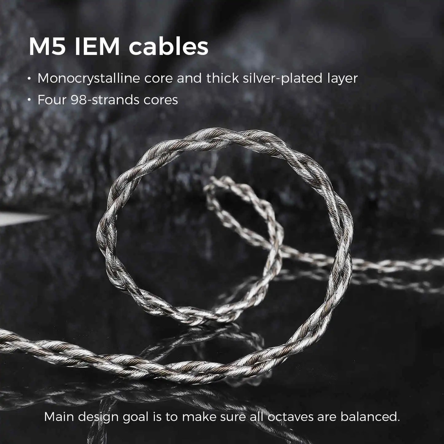 LETSHUOER M5 audio 3.5mm cable or 4.4mm balanced headphone cables with 2 pin connector 392 strands silver-plated copper cable