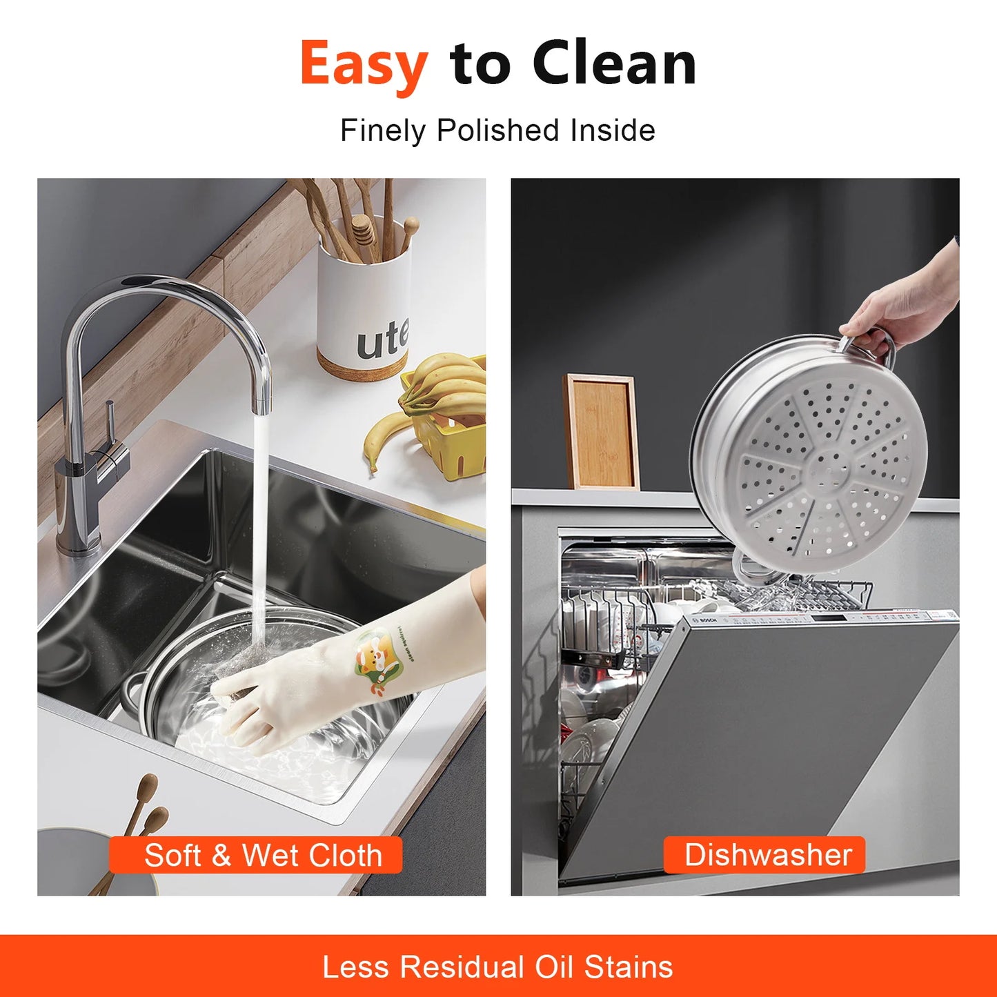 3 Tiers Stainless Steel Steamer 28cm Overlapping Steaming Pot Cookware Kitchen Soup Steamer Cooker Set Silver with Glass Lid