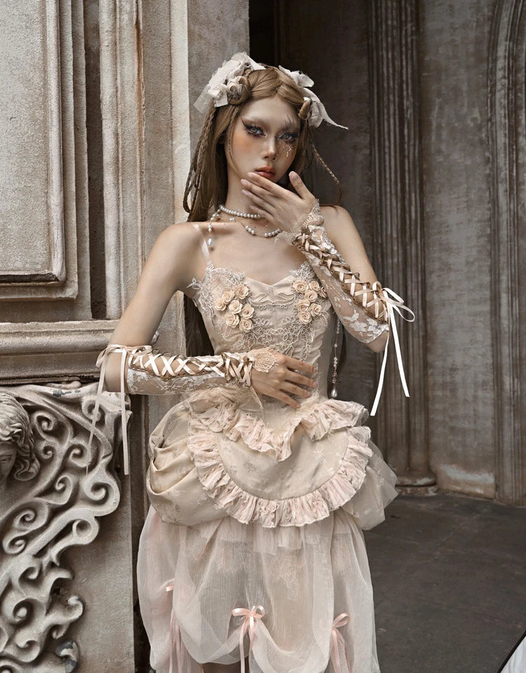 French Court Style Platinum Strap Adjustable Lace Hand Sleeves Original Design Women's Romantic Lace Oversleeves