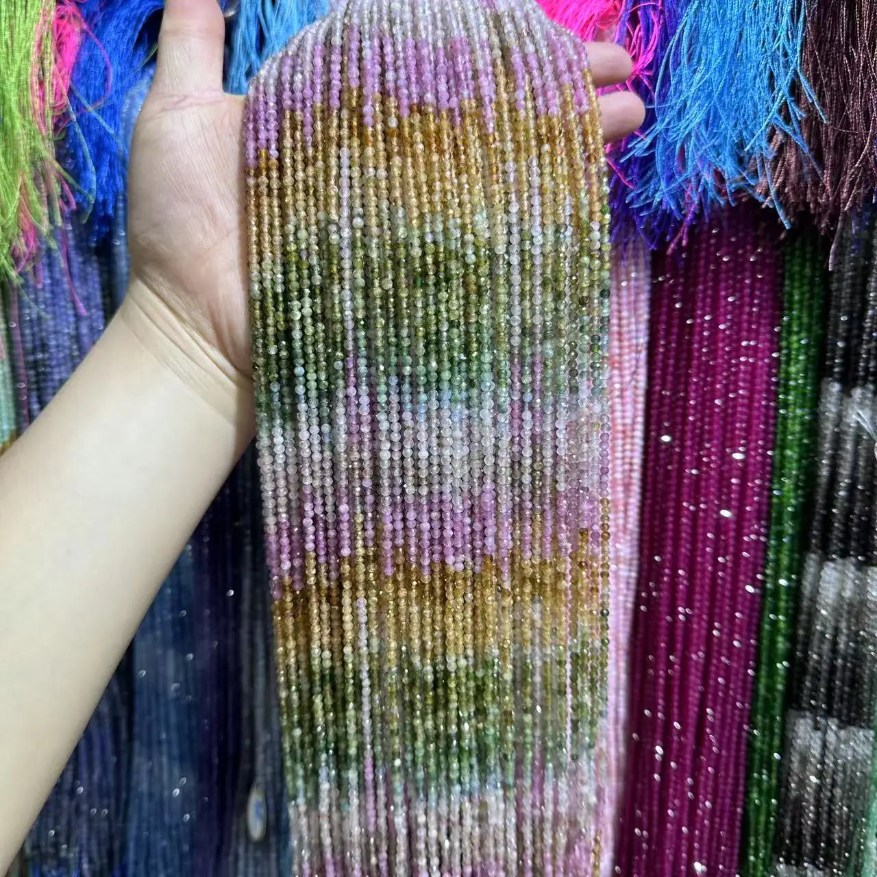 AAA Grade Natural  Rainbow Colorful Tourmaline Slice Loose Bead Jewelry DIY Bracelet Necklace 38cm Manufacturer Wholesale