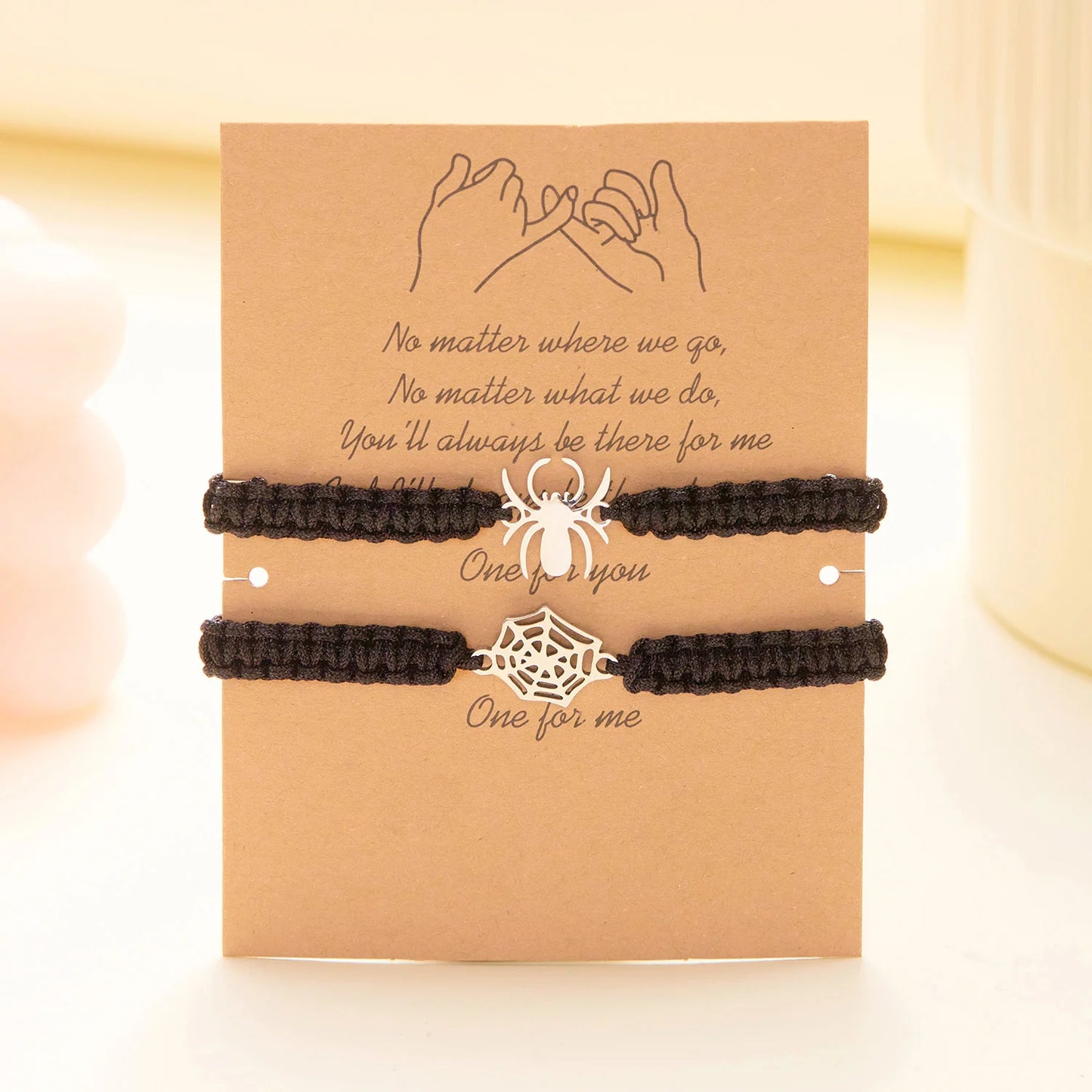 Fashion Halloween Couple Bracelets Classic Spider Spider Web Pendant Black Red Braid Rope Matching Bracelets Friendship Jewelry