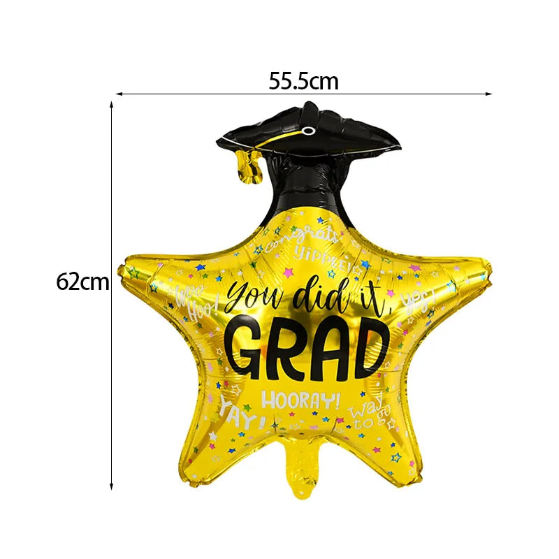 Graduation Balloon Gold Black Doctor Helium Foil Balloons Congratulation Graduation High School 2025 Graduation Party Decoration