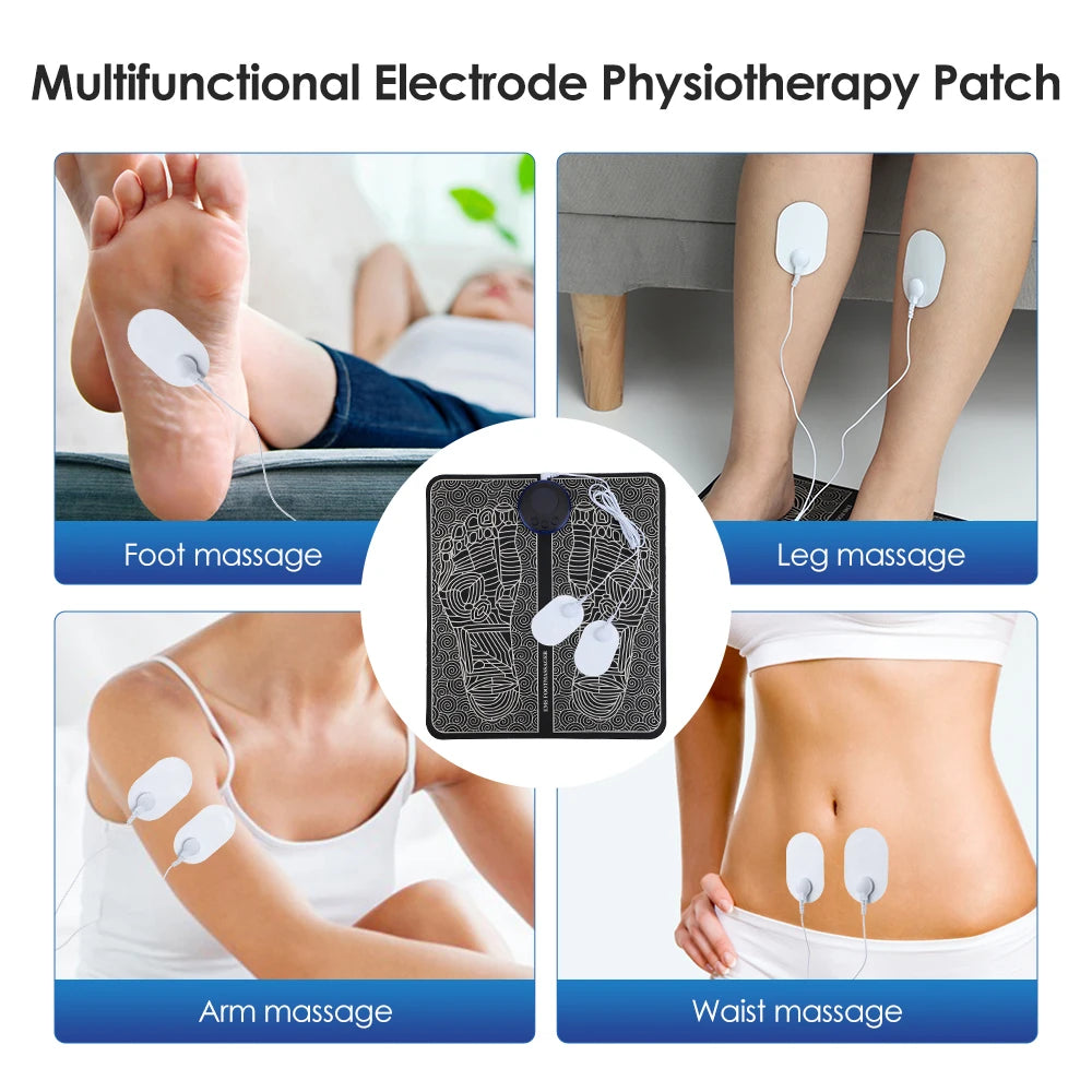 Electric Foot Massager With Electrode Patch Muscle Stimulation Blood Circulation RF EMS Pulse Foot Massage Mat Physiotherapy Pad