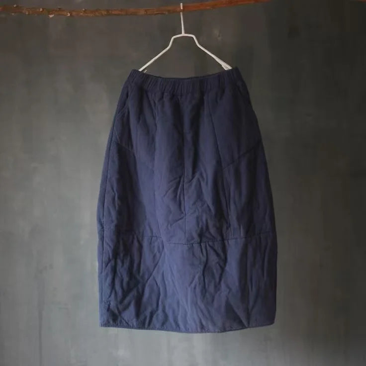 Careaymade New Autumn Winter Print Cotton Skirt Women Elastic Waist Thick Warm Long Skirts Female Loose Vintage Skirts