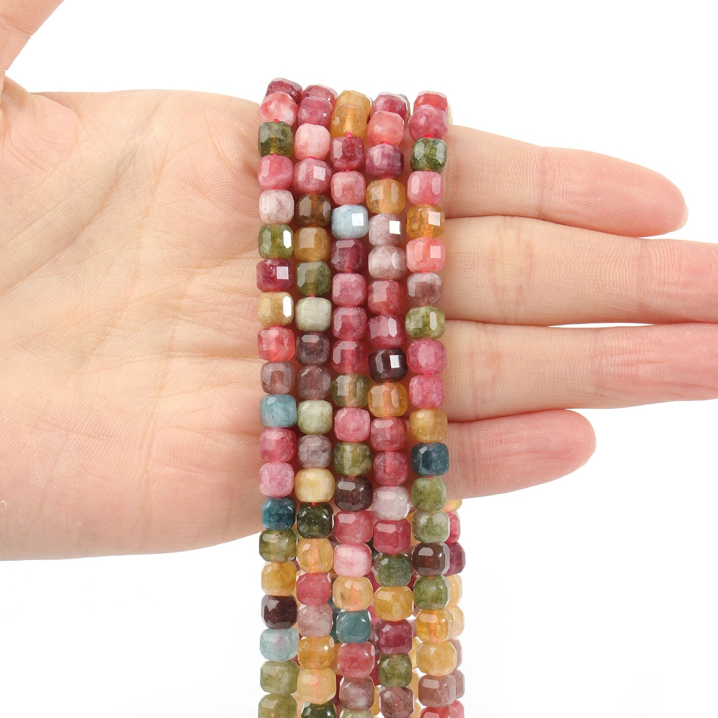 Faceted Natural Tourmaline 5mm Square Cube Shape Beads for Jewelry Making Diy Bracelet Necklace Beading Accessories