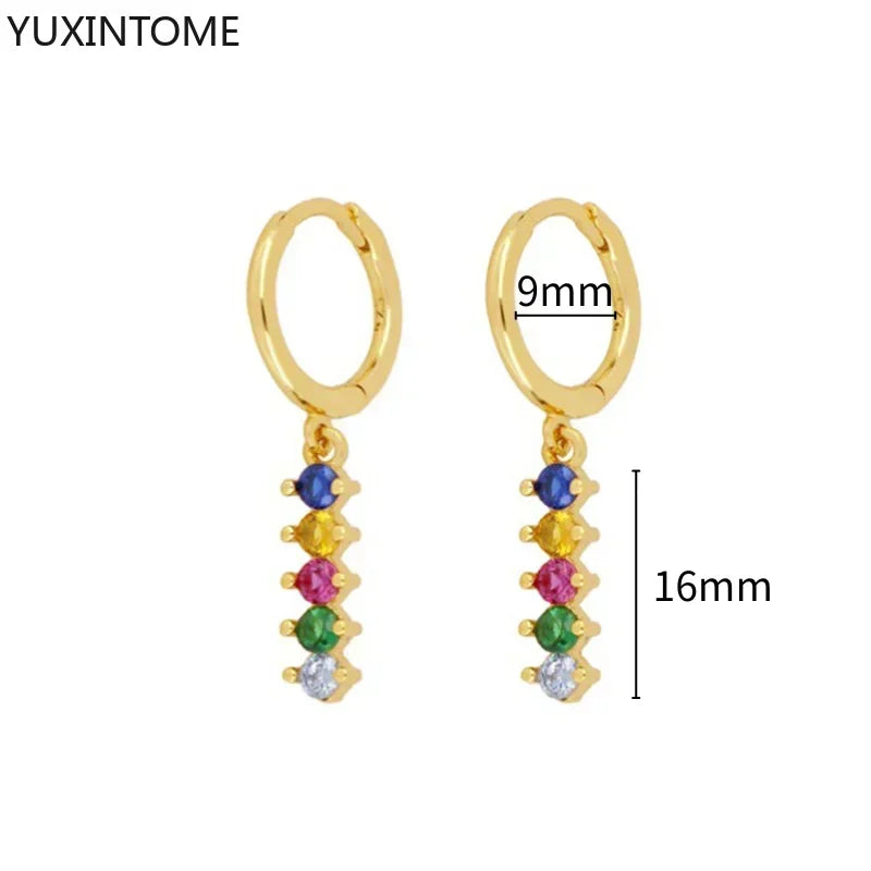 Colorful Crystal Earrings 925 Sterling Silver Ear Needle Stud Earrings for Women Cross Dangle Earrings Party Wedding Jewelry