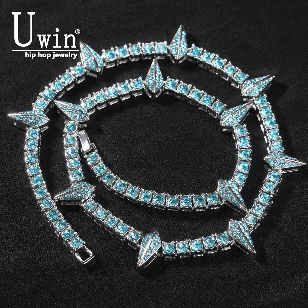 Uwin Black Panther Necklace Zinc Alloy Rhinestone Full Iced Out Personalized 5mm Tennis Chain For Men Christmas Gift