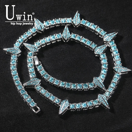 Uwin Black Panther Necklace Zinc Alloy Rhinestone Full Iced Out Personalized 5mm Tennis Chain For Men Christmas Gift