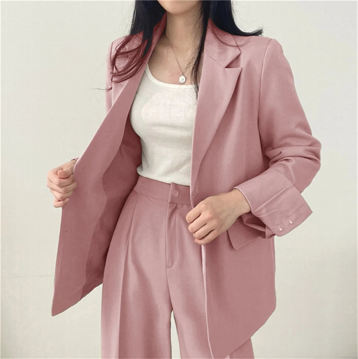 2025 Autumn New Women's Clothing Suit Jacket Casual Pants Set Wide Leg Suit Pants Elegant Office Lady Business Suit Set Blazers