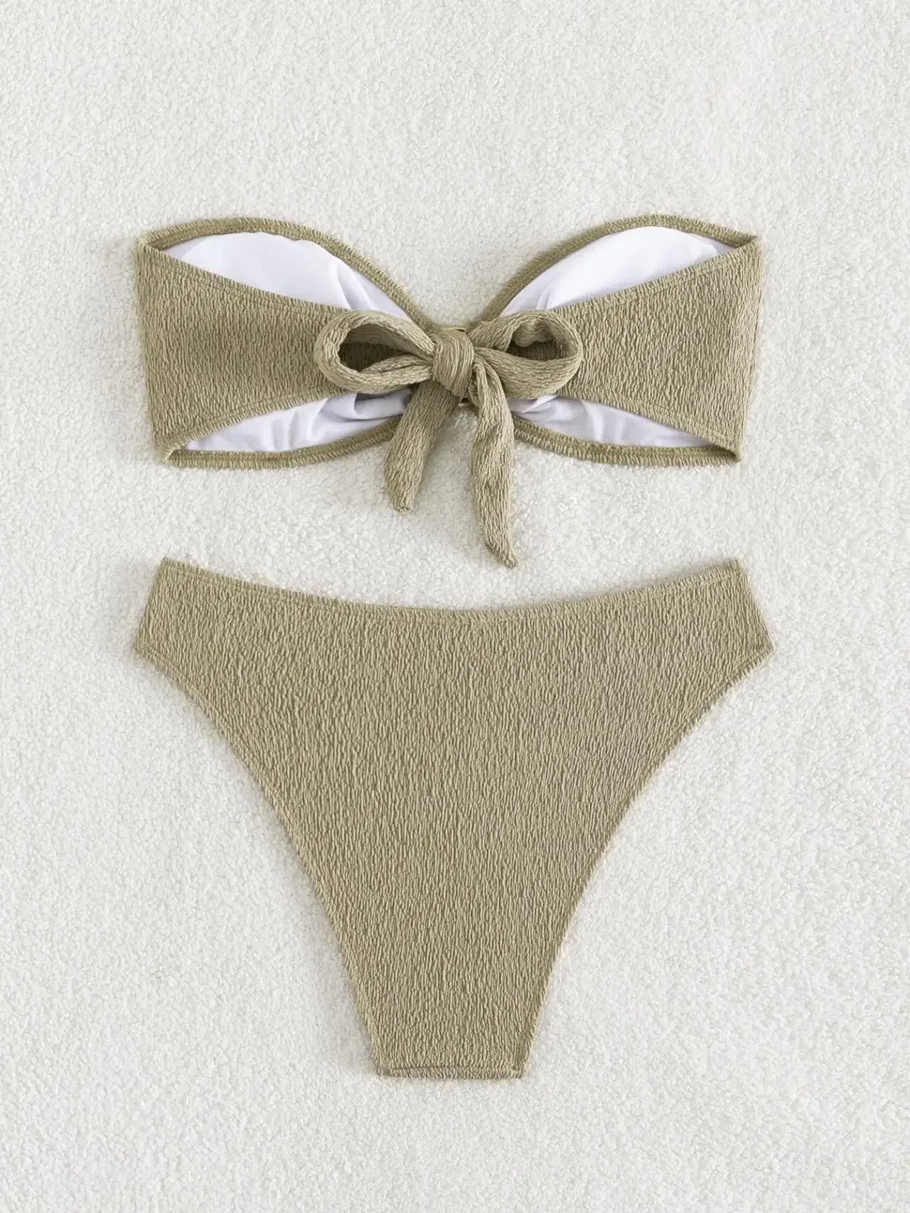 Sexy Bandeau Bikinis Sets Women Metal Ring Linked Push Up Micro Swimsuit 2025 Solid Bathing Suit Thong Swimwear Trajes De Baño