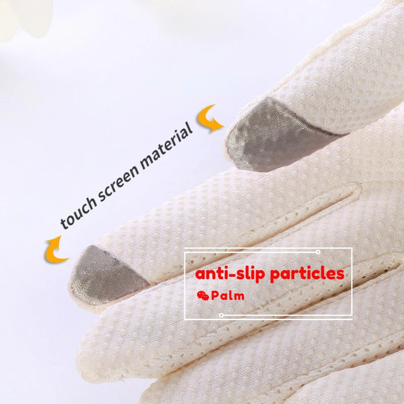 New Women's Summer Ice Silk Lace Anti Ultraviolet Thin Electric Car Driving Anti-skid Breathable Cool Sun Protection Gloves