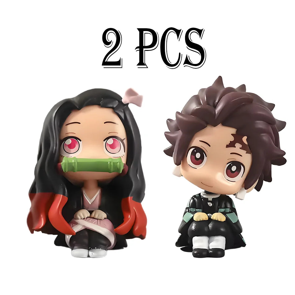 Anime Demon Slayer Kamado Tanjirou Kamado Nezuko Action Character Model Toy Series Doll Children's Birthday/Christmas Gift Toy