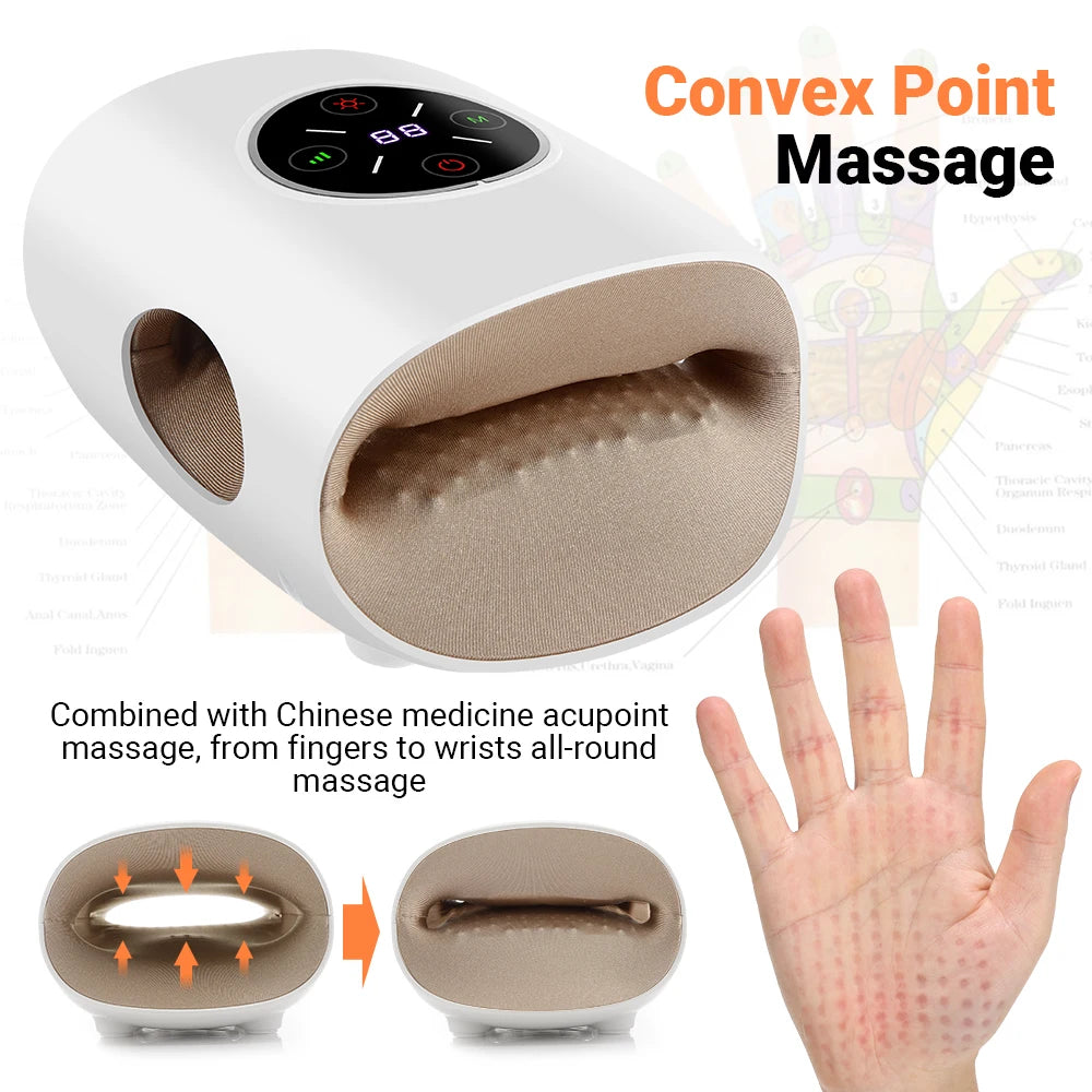 Electric Hand Massager with Air Compression Heat Cordless Palm Finger Massage Machine for Arthritis Finger Numbness Pain Relieve