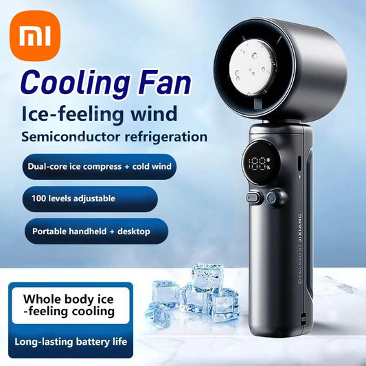 Xiaomi Handheld Turbo Fan 100-Speed Adjustable Digital Display USB Rechargeable Ice Cooling Mini Fan for Home Office Travel