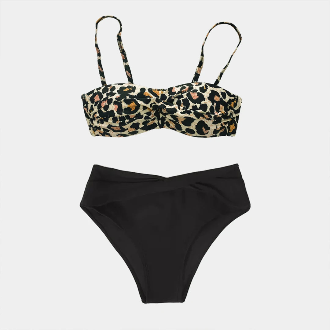 2024 Sexy Leaf Print Bikini Female Swimsuit Women Swimwear Thong Push Up Bikinis Set High Waist Swimming Suits for Bathing Suit