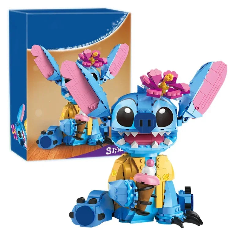 Christmas Stitch Angel CP Building Blocks 2025-Large Piece Cartoon Toys Moving Ears Kids Assembly Birthday Gift for Boys Girls