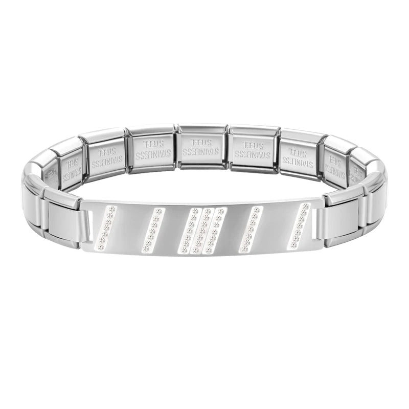 New Fashion Women Romantic Heart Star Zircon 9MM Width Stainless Steel Bracelet Bangle Girls Wedding Christmas Gift Jewelry