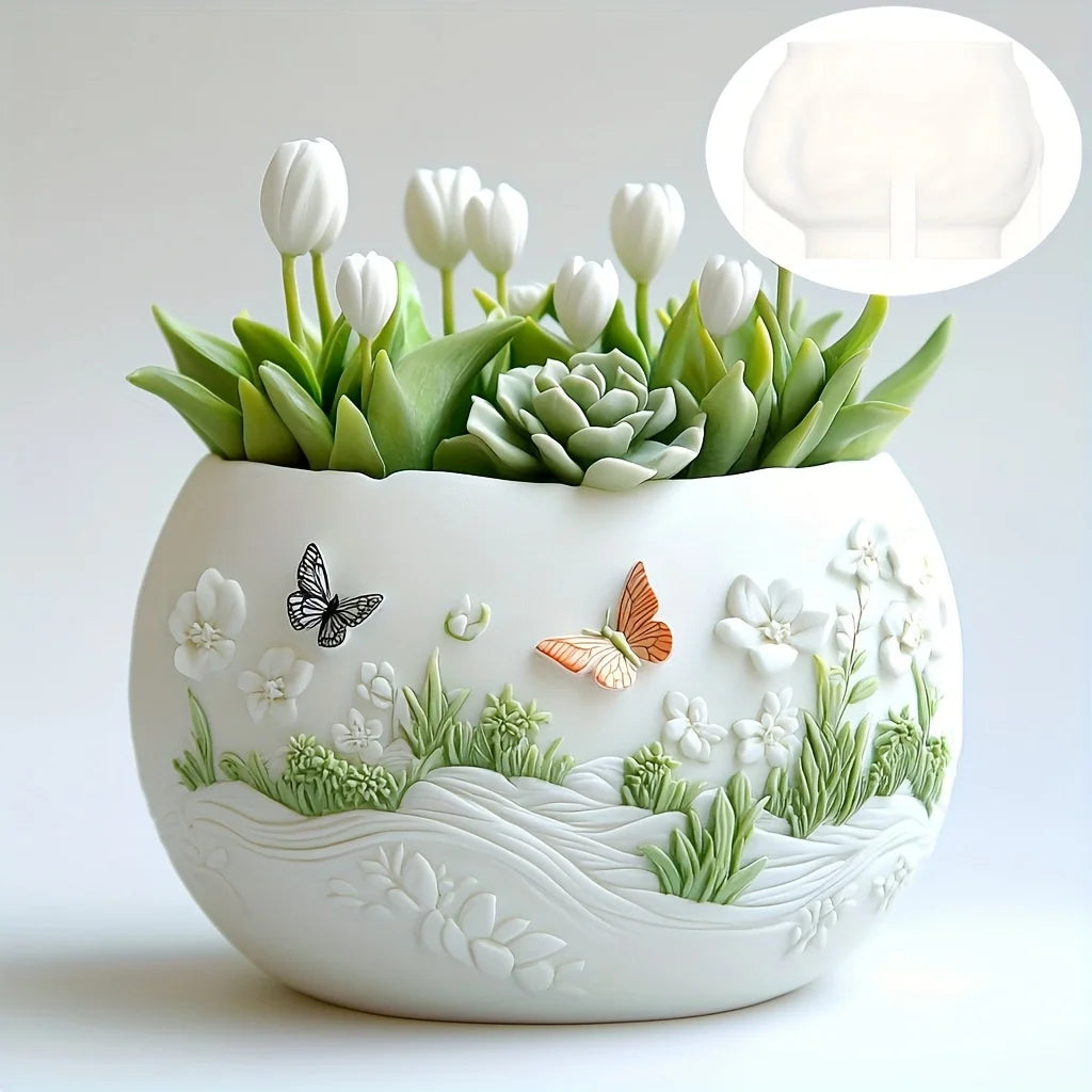 Windmill Town Succulent Plant Pot Silicone Mold  Windmill Town House Relief  Flower Pot Resin Mold Dream house storage box molds