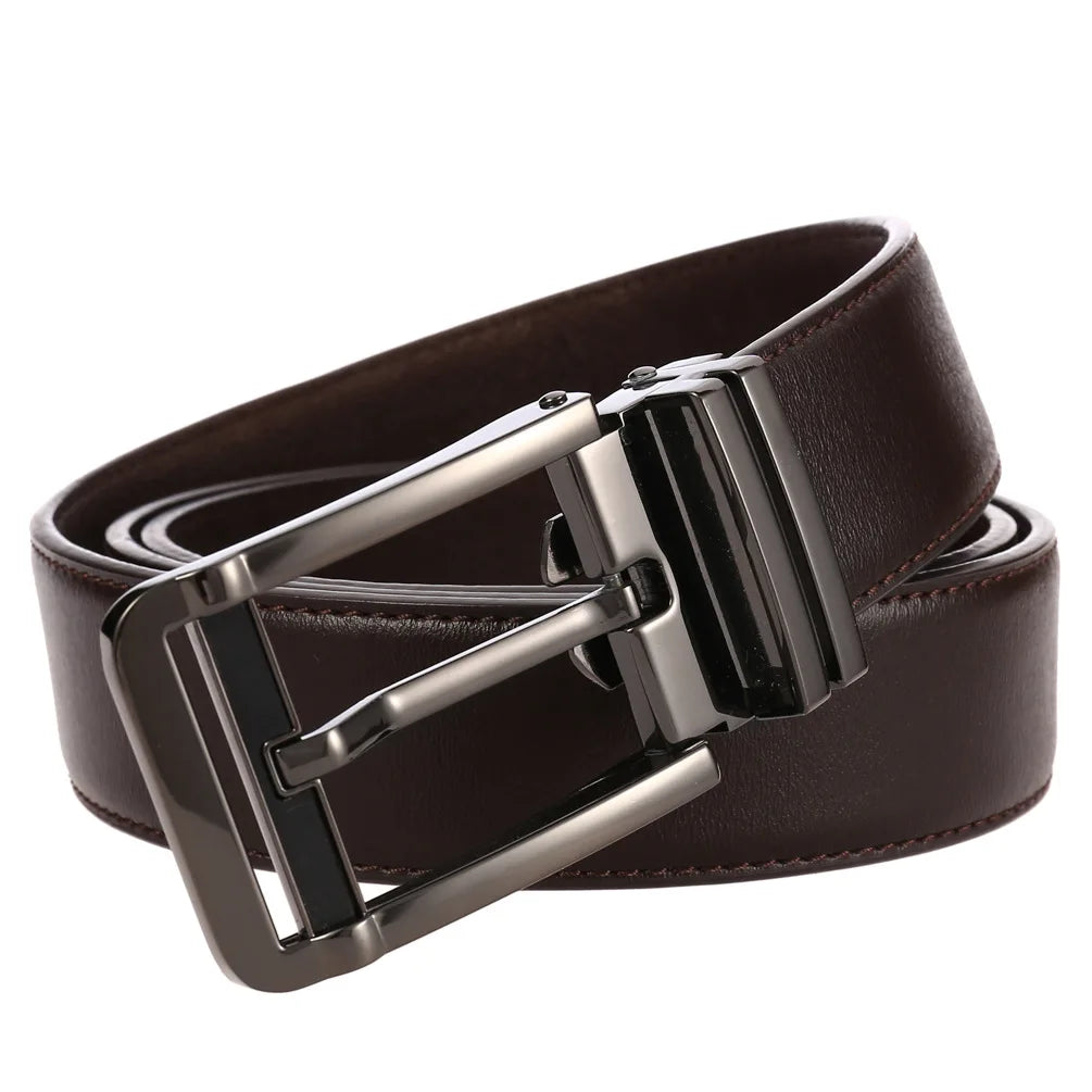 New Men's Belts Business Simple Pin Buckle Genuine Leather Men's Belt Luxury High Quality Casual Male Waist Band Cowhide 3.5cm