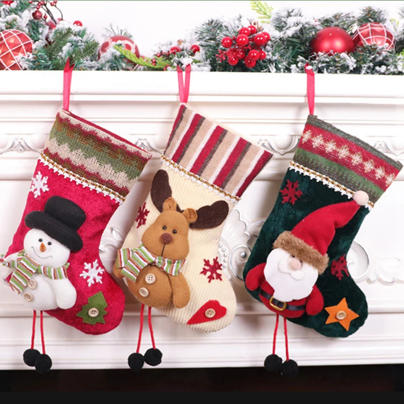 Christmas Gift Santa Claus Snowman Socks Christmas Tree Ornament Christmas Stocking Decoration Christmas Sock Kids Candy Bag