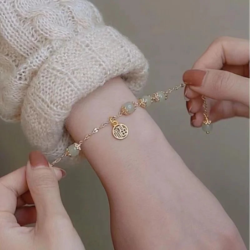 Natural White Opal Lucky Wealth Gelang Bracelet Beaded Bracelet Charm Lucky Wealth Bracelet for Men and Women Trendy Jewelry